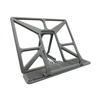 Buchständer in Grau auf weißem Hintergrund