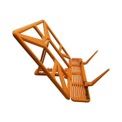 Buchständer in Orange in der Seitenansicht