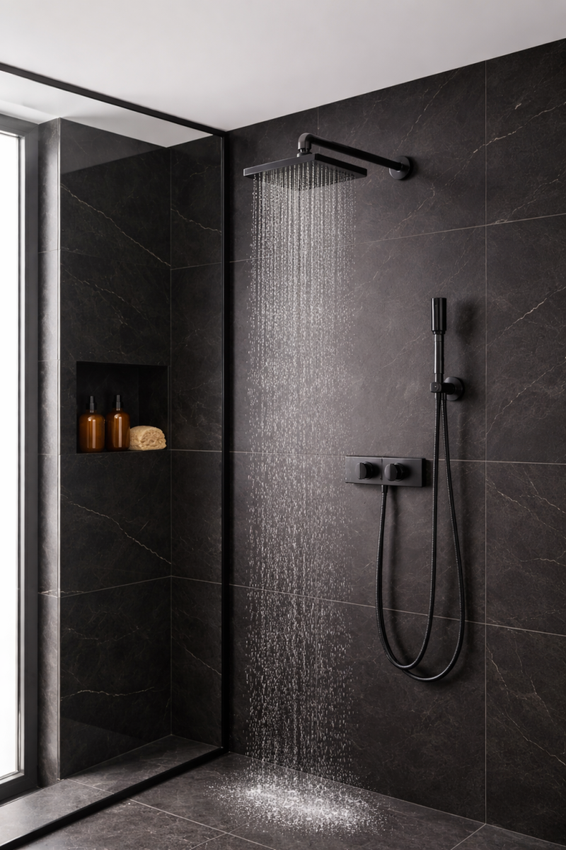 Edle Regendusche in Schwarz