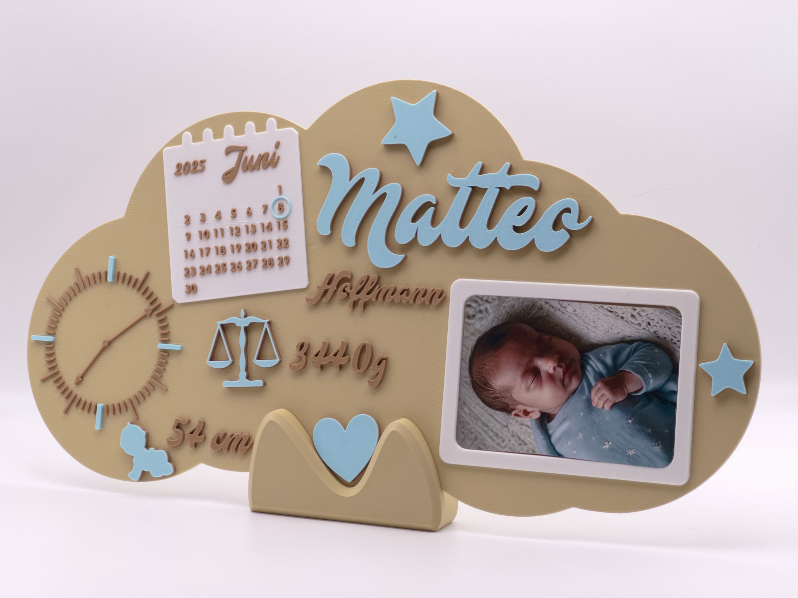 Babyschild mit Daten